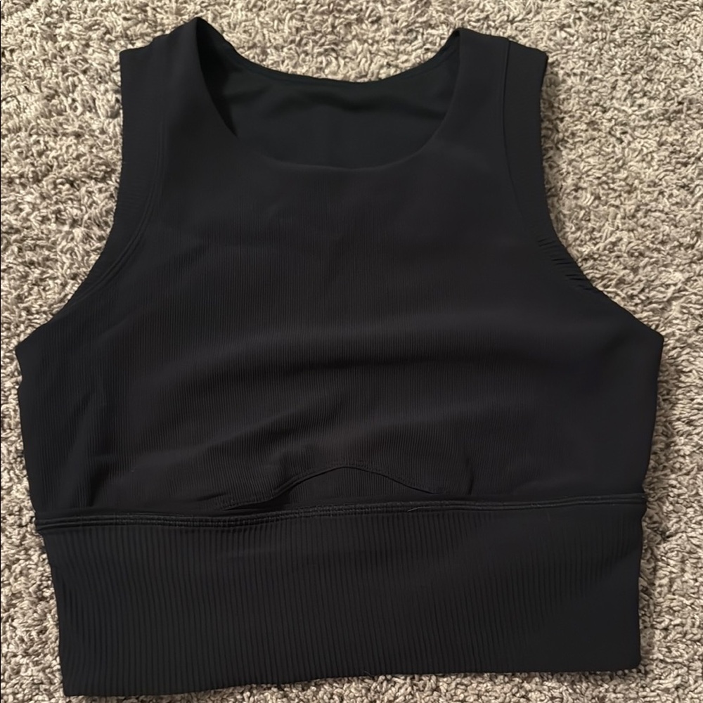 Like NEW lululemon Black Ribbed Crop Top